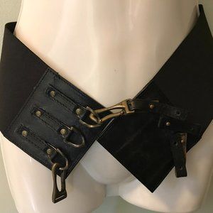 NWOT J LINDBERG BLACK LEATHER STRETCH BUCKLE BELT